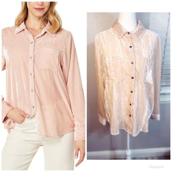Splendid Tops - Splendid Ryan Velvet Button-Down Large
Champagne pink